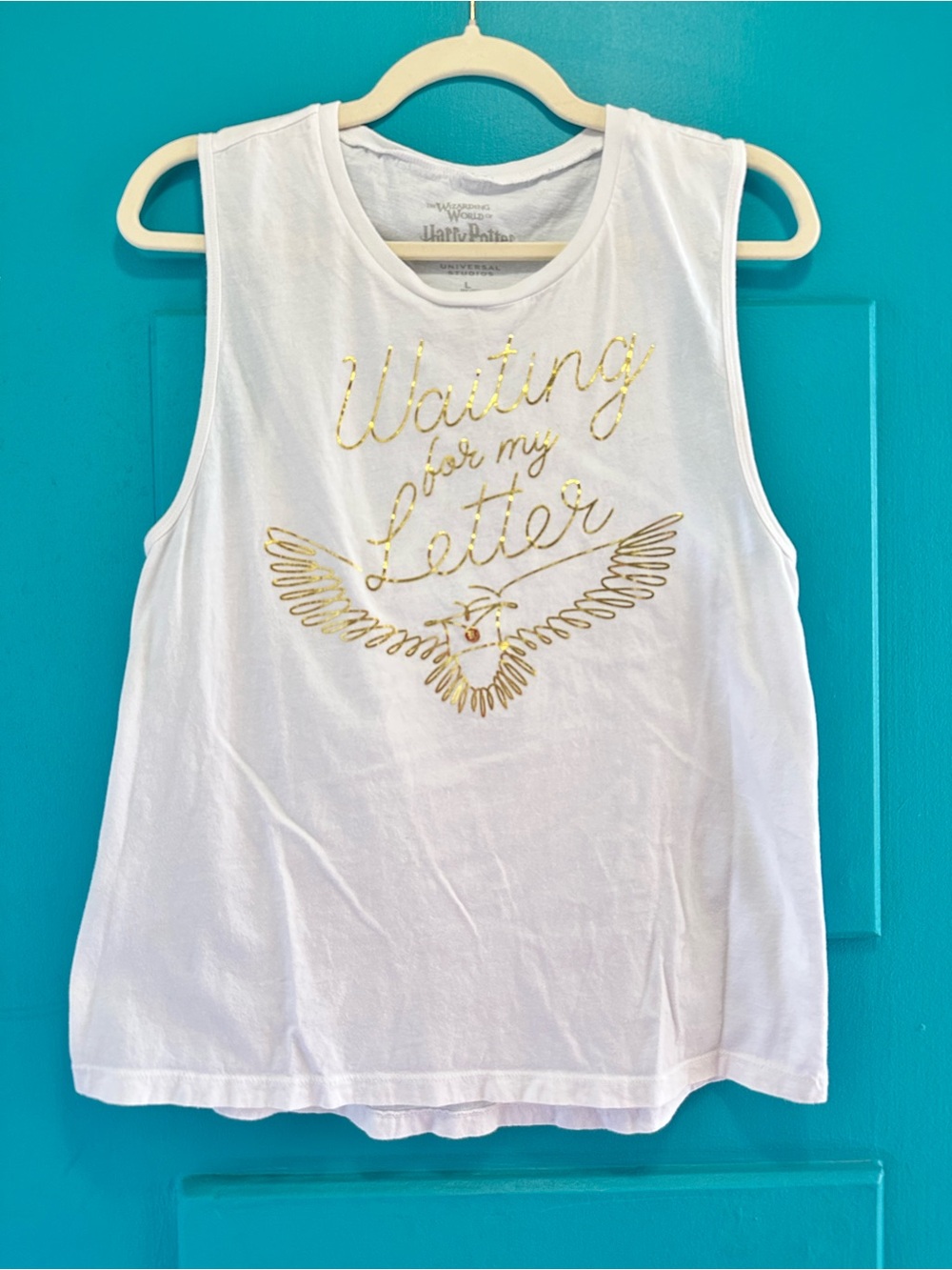 Warner Bros. White Tank with Gold 'Waiting for My Letter' Graphic